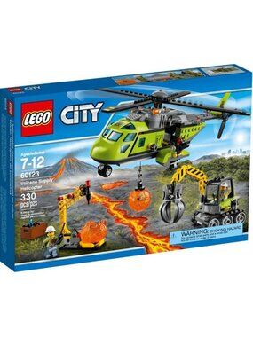 LEGO City 60123 Volcano Supply Helicopter – Retired Complete Set w/ Box & Instru